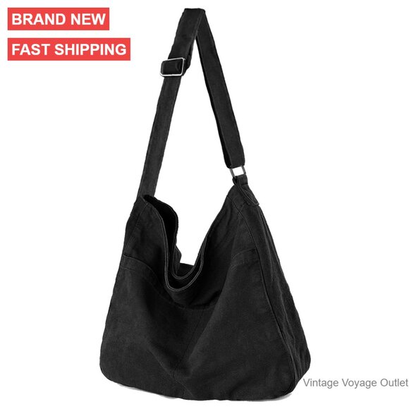 Handbags - Large Canvas Tote Bag with Adjustable Strap for Women Travel Work